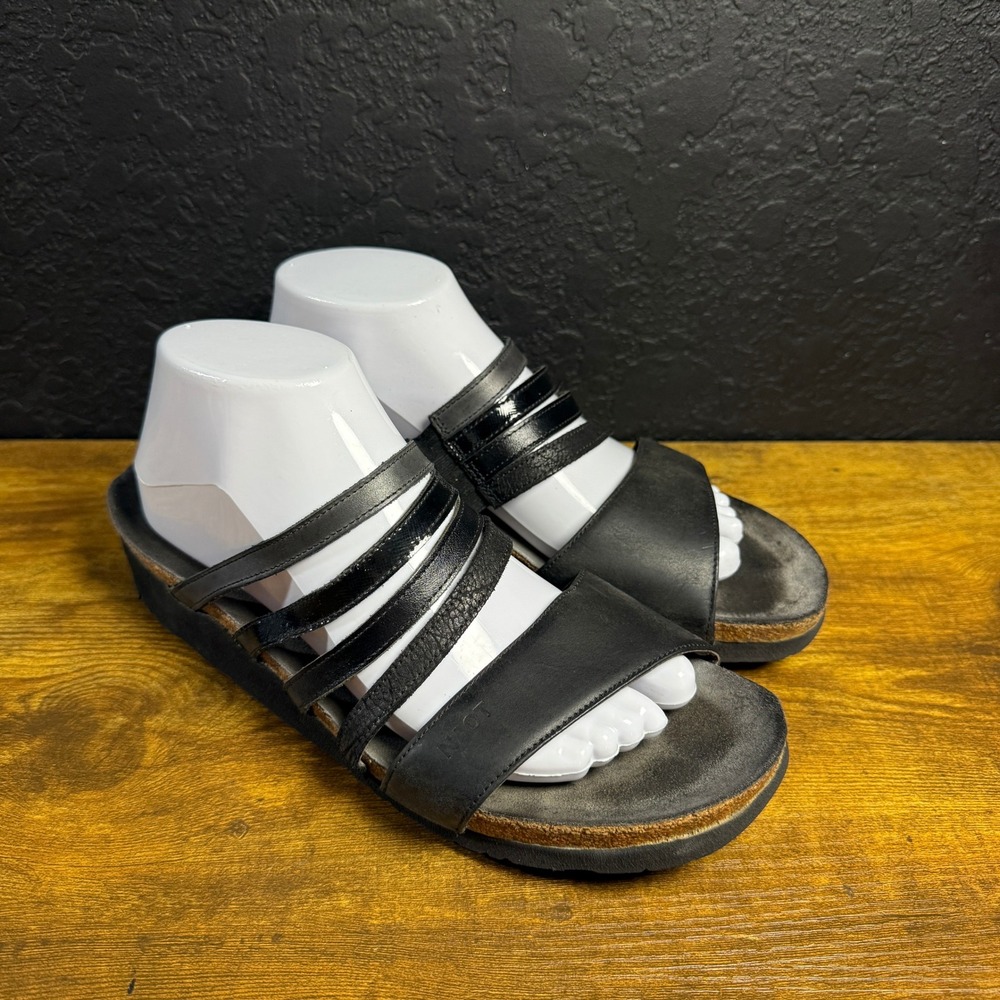 Naot Kayla Black Leather Multi-Strap‎ Comfort Sandal Women 38